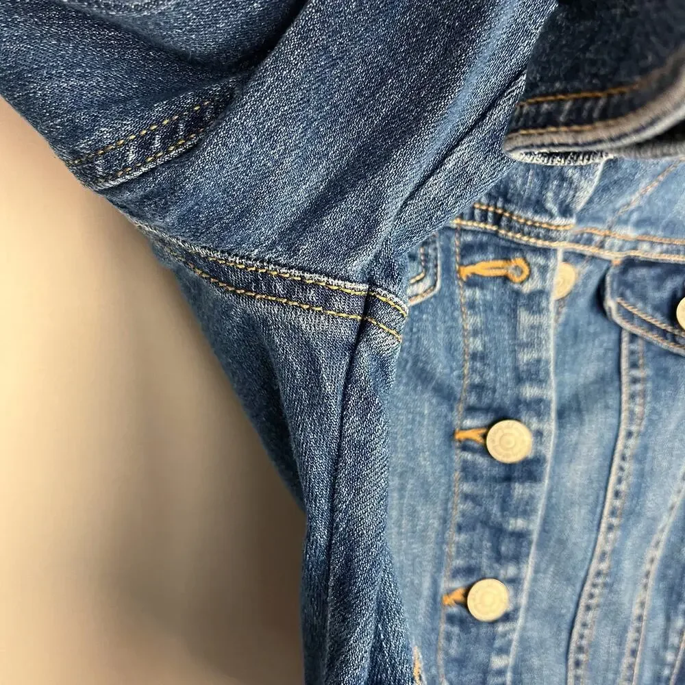 OLD NAVY Classic‎ Blue Denim Medium Wash Basic Button Up Jean Jacket Sz Large